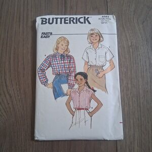 Vintage Butterick Sewing Pattern 6583 sz 12-14 Girl's Blouse Uncut‎ Factory Fold